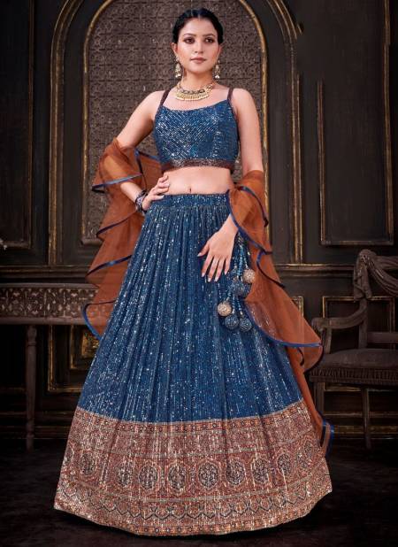 Blue Colour Misty Rose New Fancy Stylish Party Wear Latest Designer Lahenga Choli Collection 1073